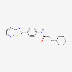 molecular formula C21H23N3OS B2944381 3-cyclohexyl-N-(4-(thiazolo[5,4-b]pyridin-2-yl)phenyl)propanamide CAS No. 863588-94-7