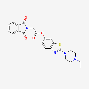 molecular formula C23H22N4O4S B2944382 2-(4-Ethylpiperazin-1-yl)benzo[d]thiazol-6-yl 2-(1,3-dioxoisoindolin-2-yl)acetate CAS No. 941935-86-0