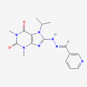 molecular formula C16H19N7O2 B2944409 (E)-7-isopropyl-1,3-dimethyl-8-(2-(pyridin-3-ylmethylene)hydrazinyl)-1H-purine-2,6(3H,7H)-dione CAS No. 714290-12-7