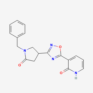 molecular formula C18H16N4O3 B2944430 3-(3-(1-benzyl-5-oxopyrrolidin-3-yl)-1,2,4-oxadiazol-5-yl)pyridin-2(1H)-one CAS No. 1170977-76-0