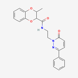 molecular formula C22H21N3O4 B2944432 3-甲基-N-(2-(6-氧代-3-苯基吡哒嗪-1(6H)-基)乙基)-2,3-二氢苯并[b][1,4]二噁英-2-甲酰胺 CAS No. 1226442-68-7