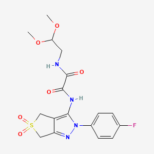 molecular formula C17H19FN4O6S B2944434 N1-(2,2-二甲氧基乙基)-N2-(2-(4-氟苯基)-5,5-二氧化-4,6-二氢-2H-噻吩并[3,4-c]吡唑-3-基)草酰胺 CAS No. 899961-86-5