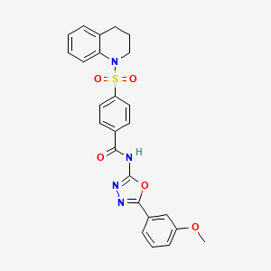 molecular formula C25H22N4O5S B2944458 4-((3,4-dihydroquinolin-1(2H)-yl)sulfonyl)-N-(5-(3-methoxyphenyl)-1,3,4-oxadiazol-2-yl)benzamide CAS No. 533870-00-7