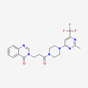 molecular formula C21H21F3N6O2 B2944464 3-(3-(4-(2-methyl-6-(trifluoromethyl)pyrimidin-4-yl)piperazin-1-yl)-3-oxopropyl)quinazolin-4(3H)-one CAS No. 2034602-42-9