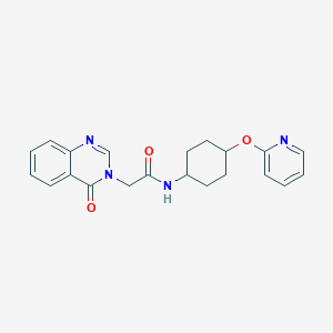 molecular formula C21H22N4O3 B2944468 2-(4-氧代喹唑啉-3(4H)-基)-N-((1r,4r)-4-(吡啶-2-氧基)环己基)乙酰胺 CAS No. 2034222-45-0