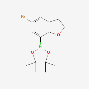 molecular formula C14H18BBrO3 B2944471 5-溴苯并呋喃-7-硼酸，二茂环己酯 CAS No. 2096333-86-5