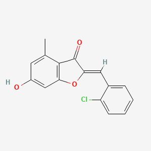 molecular formula C16H11ClO3 B2944477 2-[(2-氯苯基)亚甲基]-6-羟基-4-甲基苯并[b]呋喃-3-酮 CAS No. 135589-17-2
