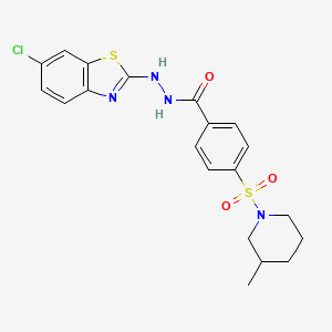 molecular formula C20H21ClN4O3S2 B2944478 N'-(6-氯苯并[d]噻唑-2-基)-4-((3-甲基哌啶-1-基)磺酰基)苯甲酰肼 CAS No. 851980-30-8