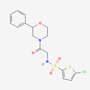 molecular formula C16H17ClN2O4S2 B2944479 5-chloro-N-(2-oxo-2-(2-phenylmorpholino)ethyl)thiophene-2-sulfonamide CAS No. 954095-44-4