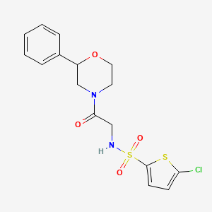 molecular formula C16H17ClN2O4S2 B2944479 5-chloro-N-[2-oxo-2-(2-phenylmorpholin-4-yl)ethyl]thiophene-2-sulfonamide CAS No. 954095-44-4