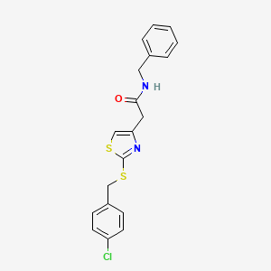 molecular formula C19H17ClN2OS2 B2944486 N-benzyl-2-(2-((4-chlorobenzyl)thio)thiazol-4-yl)acetamide CAS No. 941875-69-0