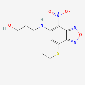 molecular formula C12H16N4O4S B2944496 3-((7-(Isopropylthio)-4-nitrobenzo[c][1,2,5]oxadiazol-5-yl)amino)propan-1-ol CAS No. 688794-29-8