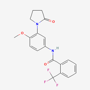 molecular formula C19H17F3N2O3 B2944500 N-(4-methoxy-3-(2-oxopyrrolidin-1-yl)phenyl)-2-(trifluoromethyl)benzamide CAS No. 922864-15-1