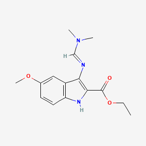 molecular formula C15H19N3O3 B2944518 ethyl 3-{[(1E)-(dimethylamino)methylene]amino}-5-methoxy-1H-indole-2-carboxylate CAS No. 1164548-54-2