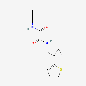 molecular formula C14H20N2O2S B2944521 N1-(tert-butyl)-N2-((1-(thiophen-2-yl)cyclopropyl)methyl)oxalamide CAS No. 1207013-16-8