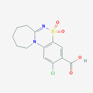 molecular formula C13H13ClN2O4S B2944522 2-chloro-8,9,10,11-tetrahydro-7H-azepino[2,1-c][1,2,4]benzothiadiazine-3-carboxylic acid 5,5-dioxide CAS No. 743444-56-6