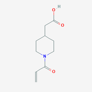 molecular formula C10H15NO3 B2944527 2-(1-Prop-2-enoylpiperidin-4-yl)acetic acid CAS No. 1499973-56-6