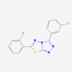 molecular formula C15H8ClFN4S B294453 3-(3-Chlorophenyl)-6-(2-fluorophenyl)[1,2,4]triazolo[3,4-b][1,3,4]thiadiazole 