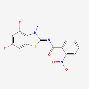 molecular formula C15H9F2N3O3S B2944536 N-(4,6-difluoro-3-methyl-1,3-benzothiazol-2-ylidene)-2-nitrobenzamide CAS No. 868375-54-6