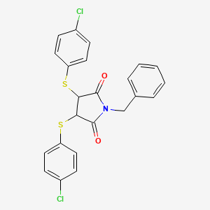 molecular formula C23H17Cl2NO2S2 B2944537 1-Benzyl-3,4-bis[(4-chlorophenyl)sulfanyl]pyrrolidine-2,5-dione CAS No. 321433-52-7