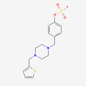 molecular formula C16H19FN2O3S2 B2944538 1-[(4-Fluorosulfonyloxyphenyl)methyl]-4-(thiophen-2-ylmethyl)piperazine CAS No. 2411243-98-4