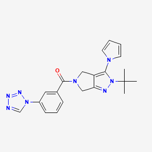 molecular formula C21H22N8O B2944541 (3-(1H-tetrazol-1-yl)phenyl)(2-(tert-butyl)-3-(1H-pyrrol-1-yl)pyrrolo[3,4-c]pyrazol-5(2H,4H,6H)-yl)methanone CAS No. 1251550-93-2