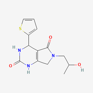 molecular formula C13H15N3O3S B2944544 6-(2-hydroxypropyl)-4-(thiophen-2-yl)-3,4,6,7-tetrahydro-1H-pyrrolo[3,4-d]pyrimidine-2,5-dione CAS No. 941172-42-5