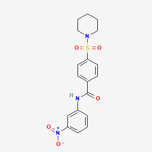 molecular formula C18H19N3O5S B2944556 N-(3-硝基苯基)-4-(哌啶-1-磺酰基)苯甲酰胺 CAS No. 313520-89-7