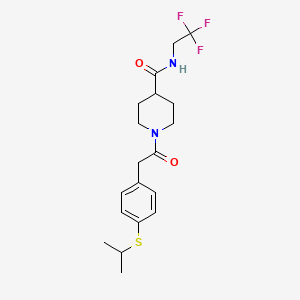 molecular formula C19H25F3N2O2S B2944586 1-(2-(4-(异丙基硫代)苯基)乙酰)-N-(2,2,2-三氟乙基)哌啶-4-甲酰胺 CAS No. 1234916-15-4