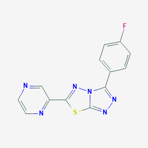 molecular formula C13H7FN6S B294459 3-(4-Fluorophenyl)-6-(2-pyrazinyl)[1,2,4]triazolo[3,4-b][1,3,4]thiadiazole 