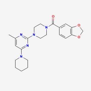 molecular formula C22H27N5O3 B2944604 1,3-苯并二氧杂环-5-基-[4-(4-甲基-6-哌啶-1-基嘧啶-2-基)哌嗪-1-基]甲苯酮 CAS No. 941983-82-0