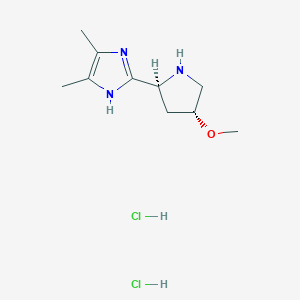 molecular formula C10H19Cl2N3O B2944620 2-[(2S,4R)-4-Methoxypyrrolidin-2-yl]-4,5-dimethyl-1H-imidazole dihydrochloride CAS No. 2126144-87-2