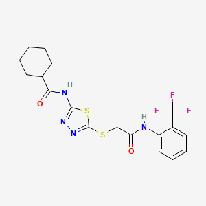 N-(5-((2-oxo-2-((2-(trifluoromethyl)phenyl)amino)ethyl)thio)-1,3,4-thiadiazol-2-yl)cyclohexanecarboxamide