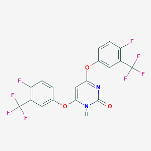molecular formula C18H8F8N2O3 B2944639 4,6-双[4-氟-3-(三氟甲基)苯氧基]嘧啶-2-醇 CAS No. 329701-39-5