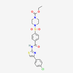 molecular formula C23H23ClN4O5S2 B2944646 Ethyl 4-[4-[[4-(4-chlorophenyl)-1,3-thiazol-2-yl]carbamoyl]phenyl]sulfonylpiperazine-1-carboxylate CAS No. 361174-19-8