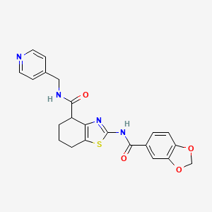 molecular formula C22H20N4O4S B2944647 2-(benzo[d][1,3]dioxole-5-carboxamido)-N-(pyridin-4-ylmethyl)-4,5,6,7-tetrahydrobenzo[d]thiazole-4-carboxamide CAS No. 941879-84-1