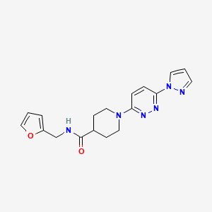 molecular formula C18H20N6O2 B2944648 1-(6-(1H-pyrazol-1-yl)pyridazin-3-yl)-N-(furan-2-ylmethyl)piperidine-4-carboxamide CAS No. 1286697-72-0