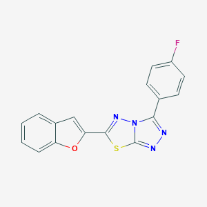 molecular formula C17H9FN4OS B294465 6-(1-Benzofuran-2-yl)-3-(4-fluorophenyl)[1,2,4]triazolo[3,4-b][1,3,4]thiadiazole 