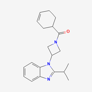 molecular formula C20H25N3O B2944653 Cyclohex-3-en-1-yl-[3-(2-propan-2-ylbenzimidazol-1-yl)azetidin-1-yl]methanone CAS No. 2415489-83-5
