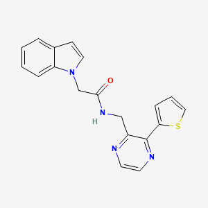 molecular formula C19H16N4OS B2944687 2-(1H-indol-1-yl)-N-((3-(thiophen-2-yl)pyrazin-2-yl)methyl)acetamide CAS No. 2034365-72-3