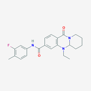 molecular formula C22H24FN3O2 B2944692 5-ethyl-N-(3-fluoro-4-methylphenyl)-11-oxo-5,6,7,8,9,11-hexahydro-5aH-pyrido[2,1-b]quinazoline-3-carboxamide CAS No. 1574596-26-1