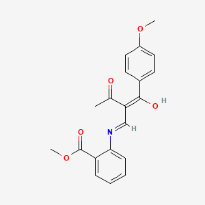 molecular formula C20H19NO5 B2944698 (Z)-methyl 2-((2-(4-methoxybenzoyl)-3-oxobut-1-en-1-yl)amino)benzoate CAS No. 852453-61-3