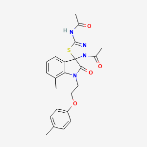molecular formula C23H24N4O4S B2944702 N-(3'-acetyl-7-methyl-2-oxo-1-(2-(p-tolyloxy)ethyl)-3'H-spiro[indoline-3,2'-[1,3,4]thiadiazol]-5'-yl)acetamide CAS No. 919053-23-9