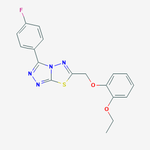 molecular formula C18H15FN4O2S B294471 6-[(2-Ethoxyphenoxy)methyl]-3-(4-fluorophenyl)[1,2,4]triazolo[3,4-b][1,3,4]thiadiazole 