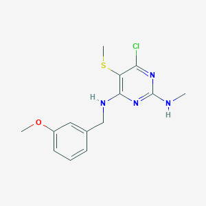 molecular formula C14H17ClN4OS B2944716 6-chloro-N~4~-(3-methoxybenzyl)-N~2~-methyl-5-(methylsulfanyl)-2,4-pyrimidinediamine CAS No. 400074-33-1