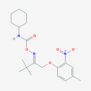 molecular formula C20H29N3O5 B2944728 1-[2-({[(Cyclohexylamino)carbonyl]oxy}imino)-3,3-dimethylbutoxy]-4-methyl-2-nitrobenzene CAS No. 478048-94-1