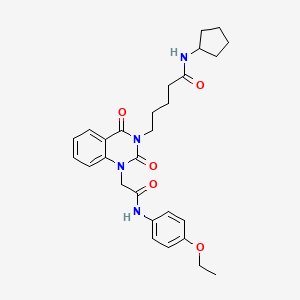 molecular formula C28H34N4O5 B2944731 N-cyclopentyl-5-(1-(2-((4-ethoxyphenyl)amino)-2-oxoethyl)-2,4-dioxo-1,2-dihydroquinazolin-3(4H)-yl)pentanamide CAS No. 1223996-27-7