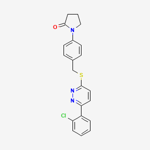 molecular formula C21H18ClN3OS B2944741 1-(4-(((6-(2-Chlorophenyl)pyridazin-3-yl)thio)methyl)phenyl)pyrrolidin-2-one CAS No. 1428349-02-3