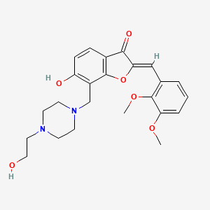molecular formula C24H28N2O6 B2944749 (Z)-2-(2,3-二甲氧基亚苄基)-6-羟基-7-((4-(2-羟乙基)哌嗪-1-基)甲基)苯并呋喃-3(2H)-酮 CAS No. 859132-61-9