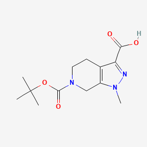 molecular formula C13H19N3O4 B2944757 1-Methyl-6-[(2-methylpropan-2-yl)oxycarbonyl]-5,7-dihydro-4H-pyrazolo[3,4-c]pyridine-3-carboxylic acid CAS No. 1782425-89-1